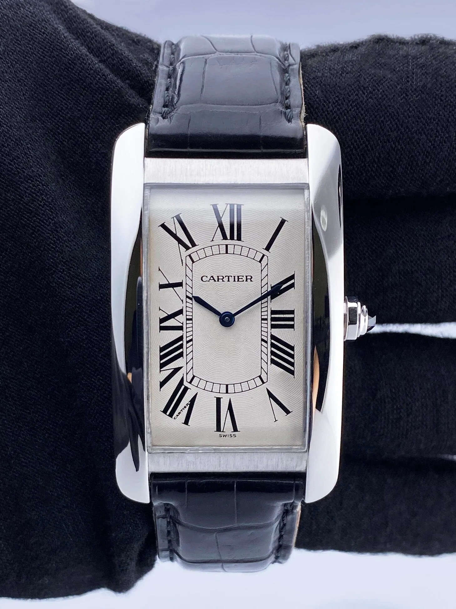 Cartier Tank Americaine Large W2601651 Platinum Mens Watch