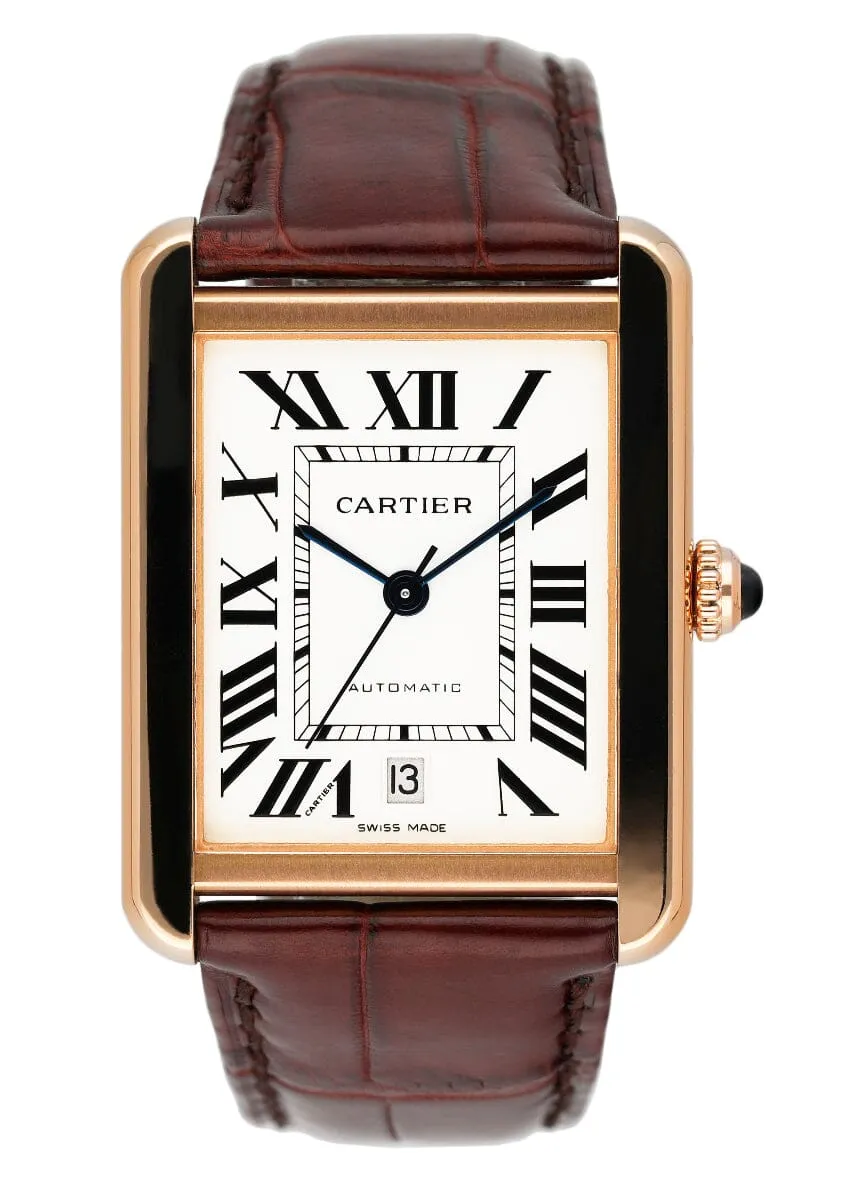 Cartier Tank Solo W5200026 18K Rose Gold Mens Watch