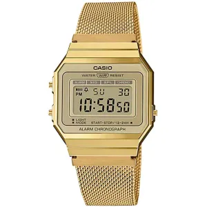 Casio A700 Vintage Digital Mesh Band Gold A700WMG-9A