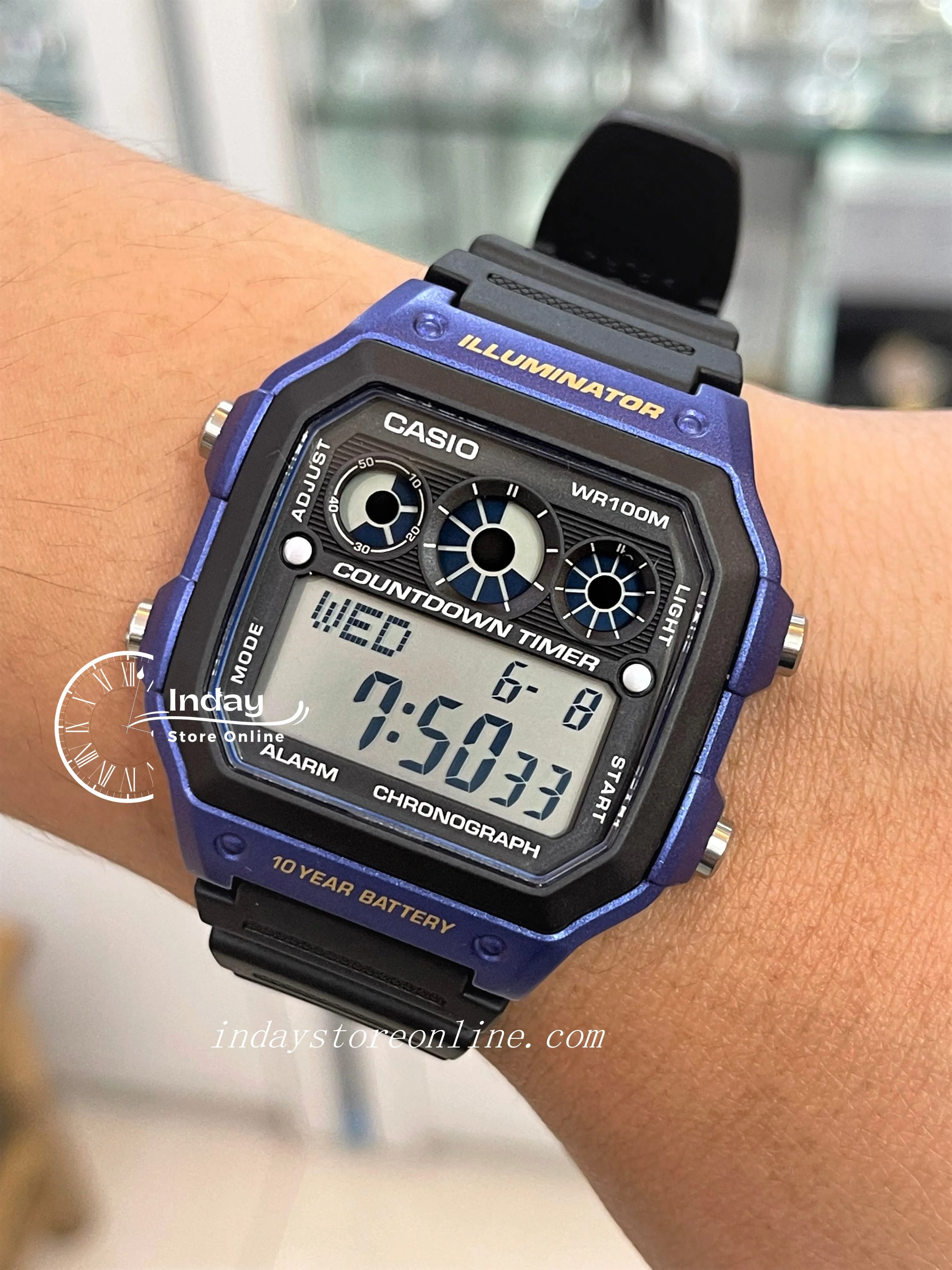 Casio Digital Men's Watch AE-1300WH-2A Digital Resin Band Resin Glass Battery Life: 10 years