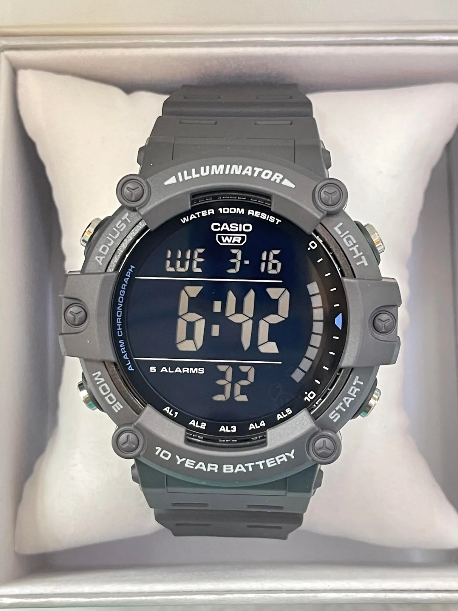 Casio Digital Men's Watch AE-1500WH-8B 10-Year Battery Life Resin Strap