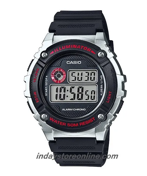 Casio Digital Men's Watch W-216H-1C Digital Resin Band Mineral Glass