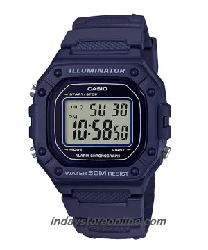 Casio Digital Men's Watch W-218H-2A Digital Resin Band Resin Glass Battery Life: 7 Years
