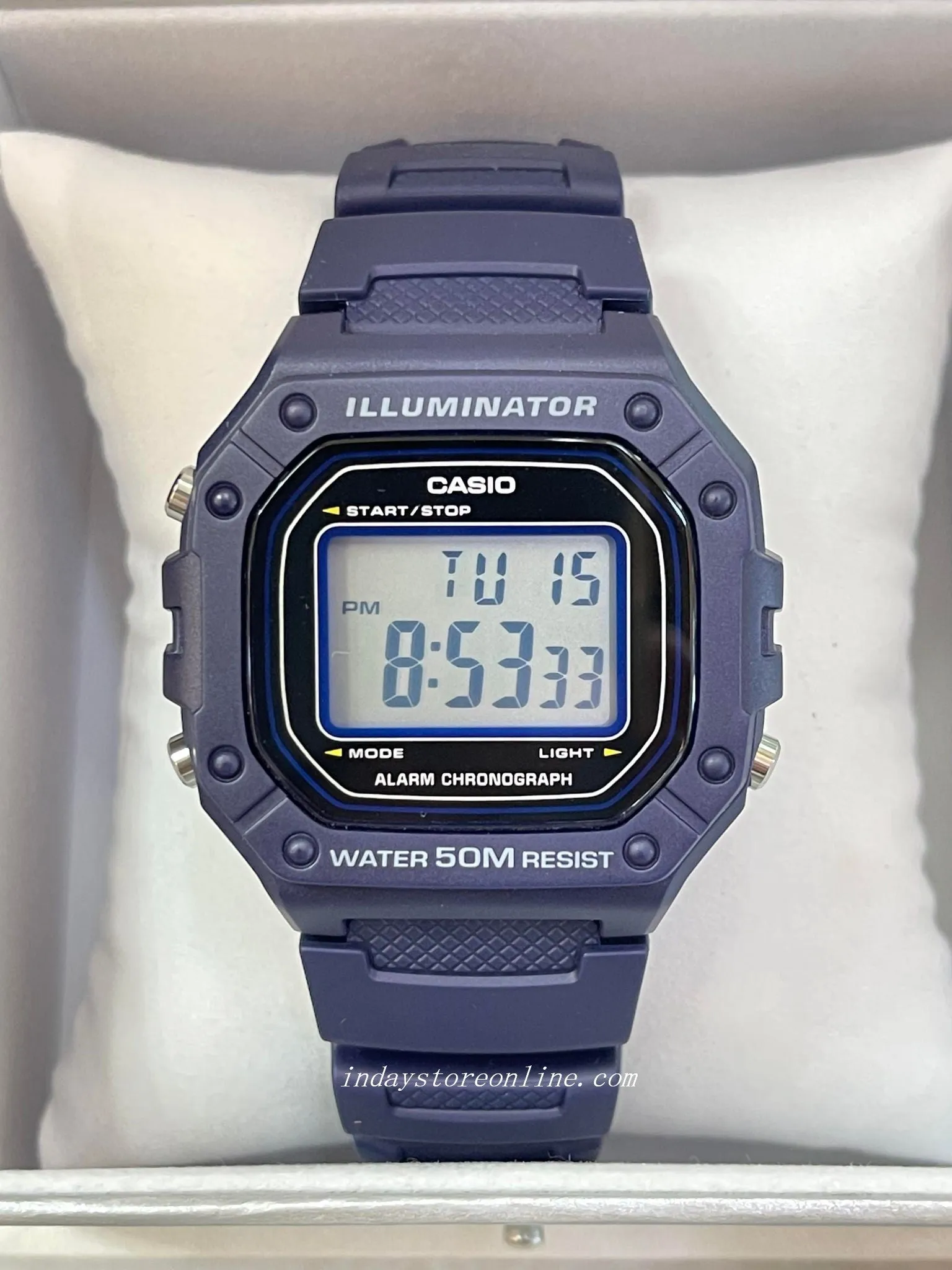 Casio Digital Men's Watch W-218H-2A Digital Resin Band Resin Glass Battery Life: 7 Years