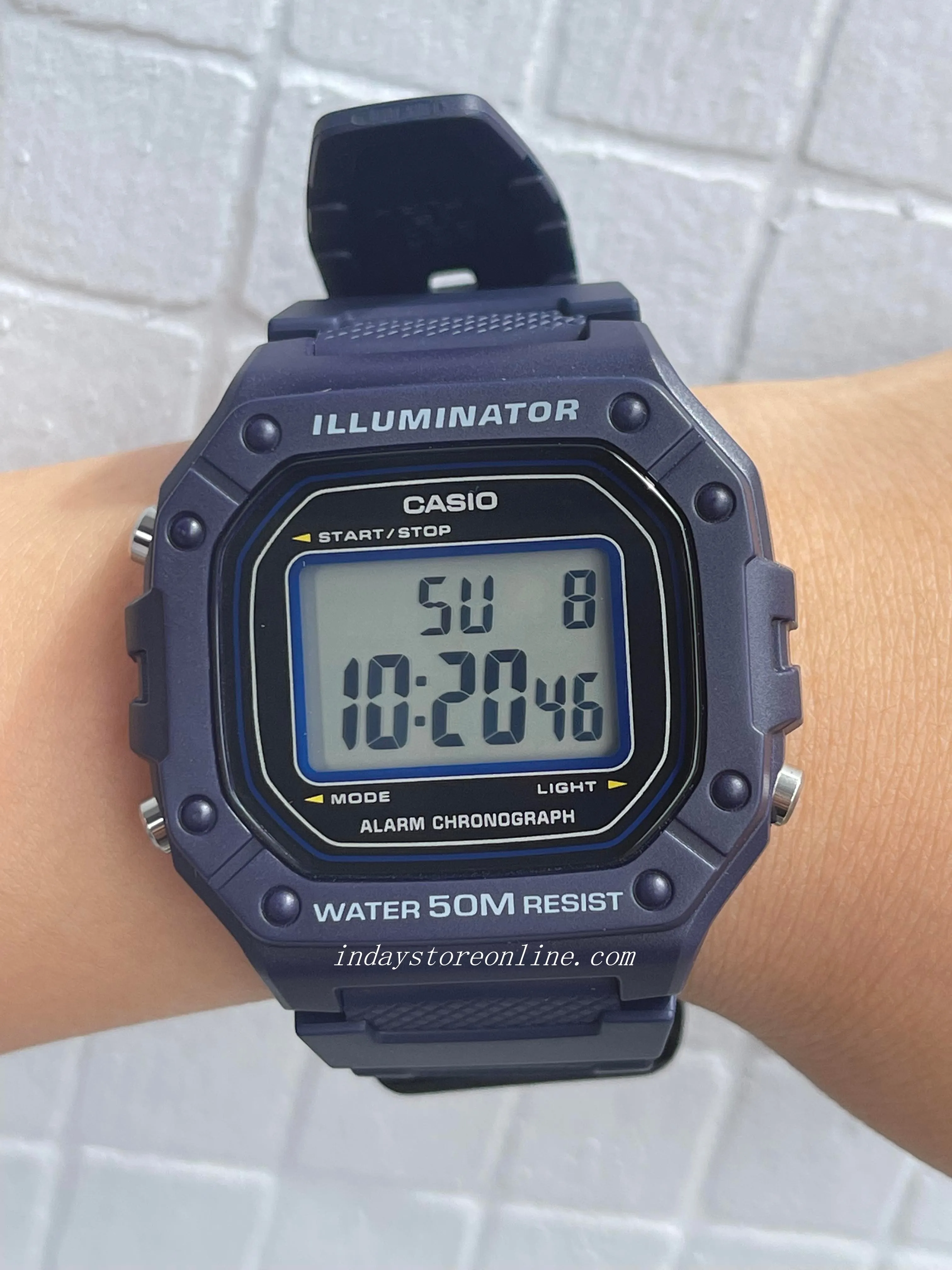 Casio Digital Men's Watch W-218H-2A Digital Resin Band Resin Glass Battery Life: 7 Years