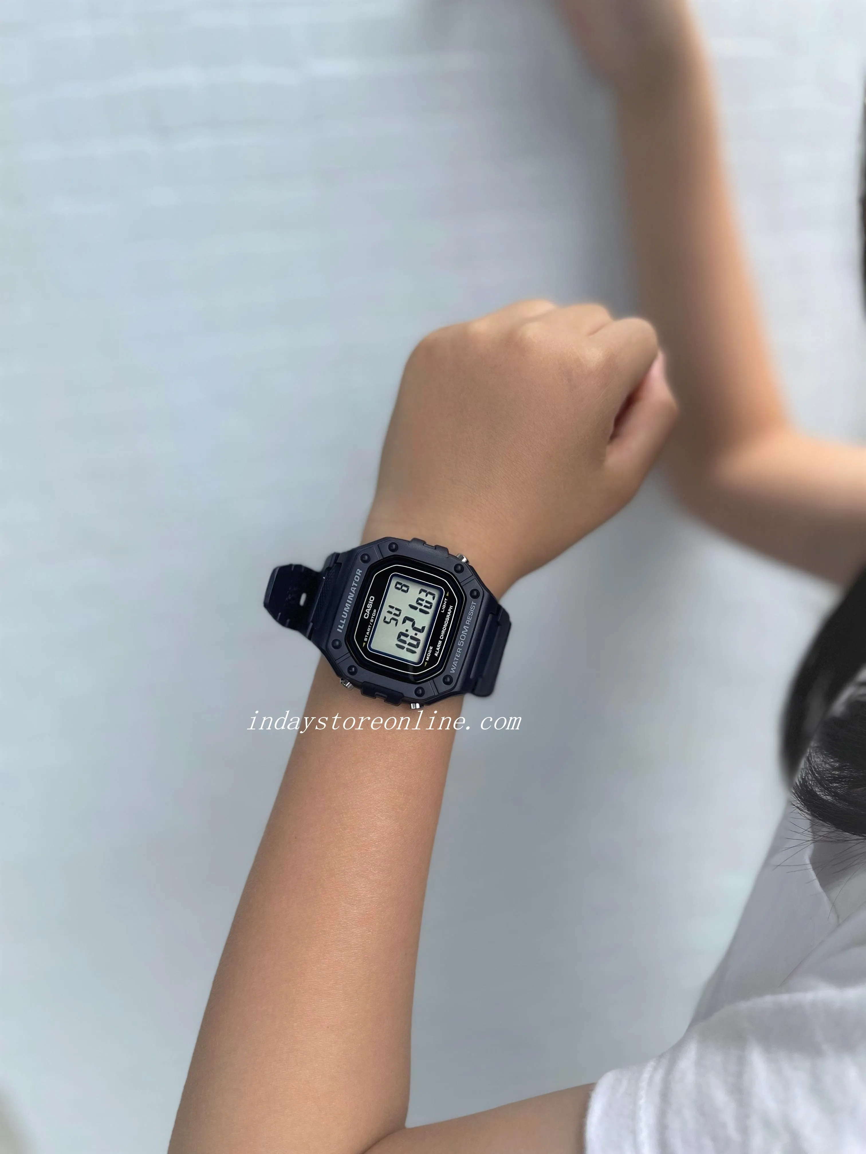 Casio Digital Men's Watch W-218H-2A Digital Resin Band Resin Glass Battery Life: 7 Years