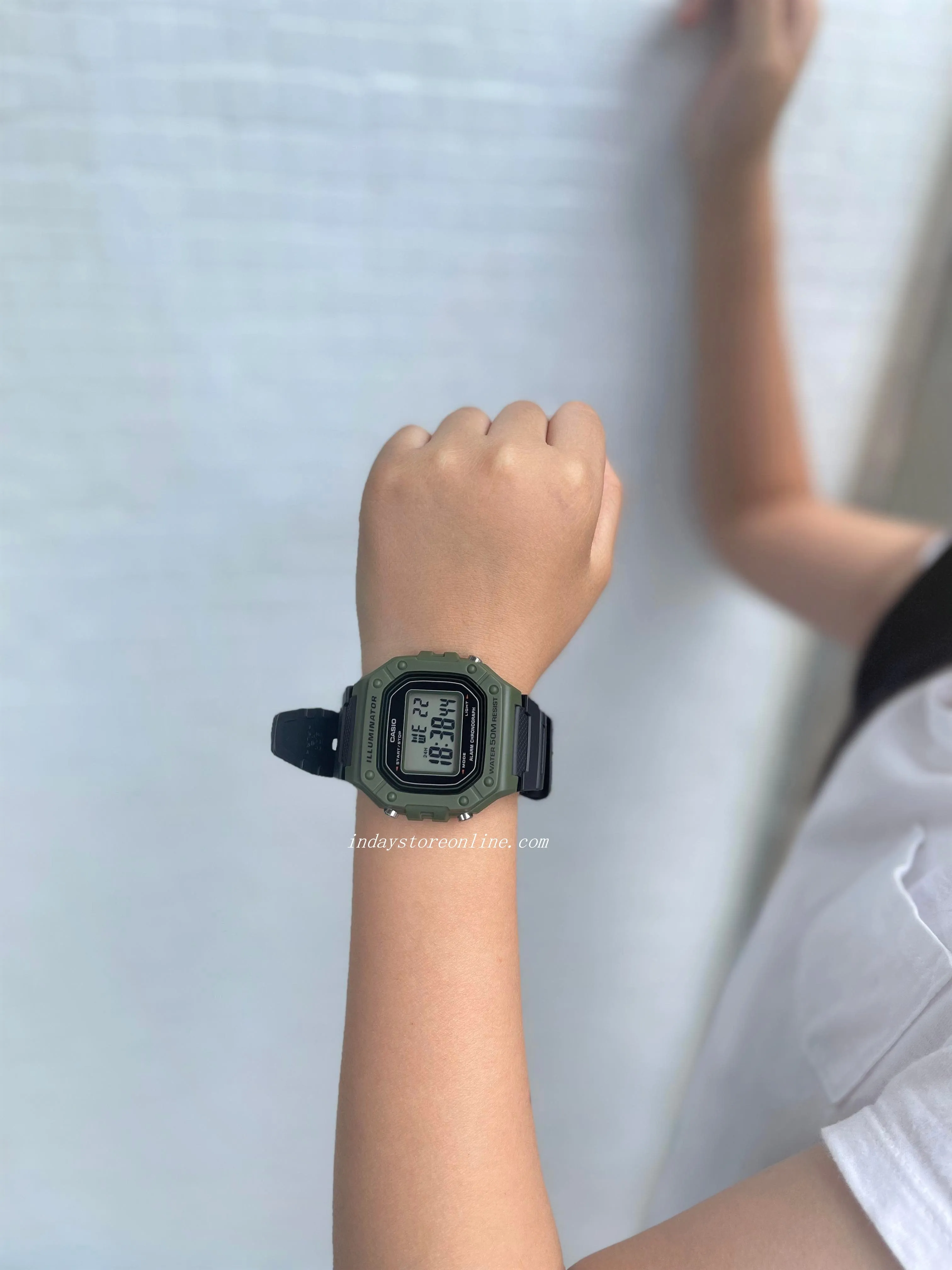 Casio Digital Men's Watch W-218H-3A Green/Black Color Sporty Design Resin Strap
