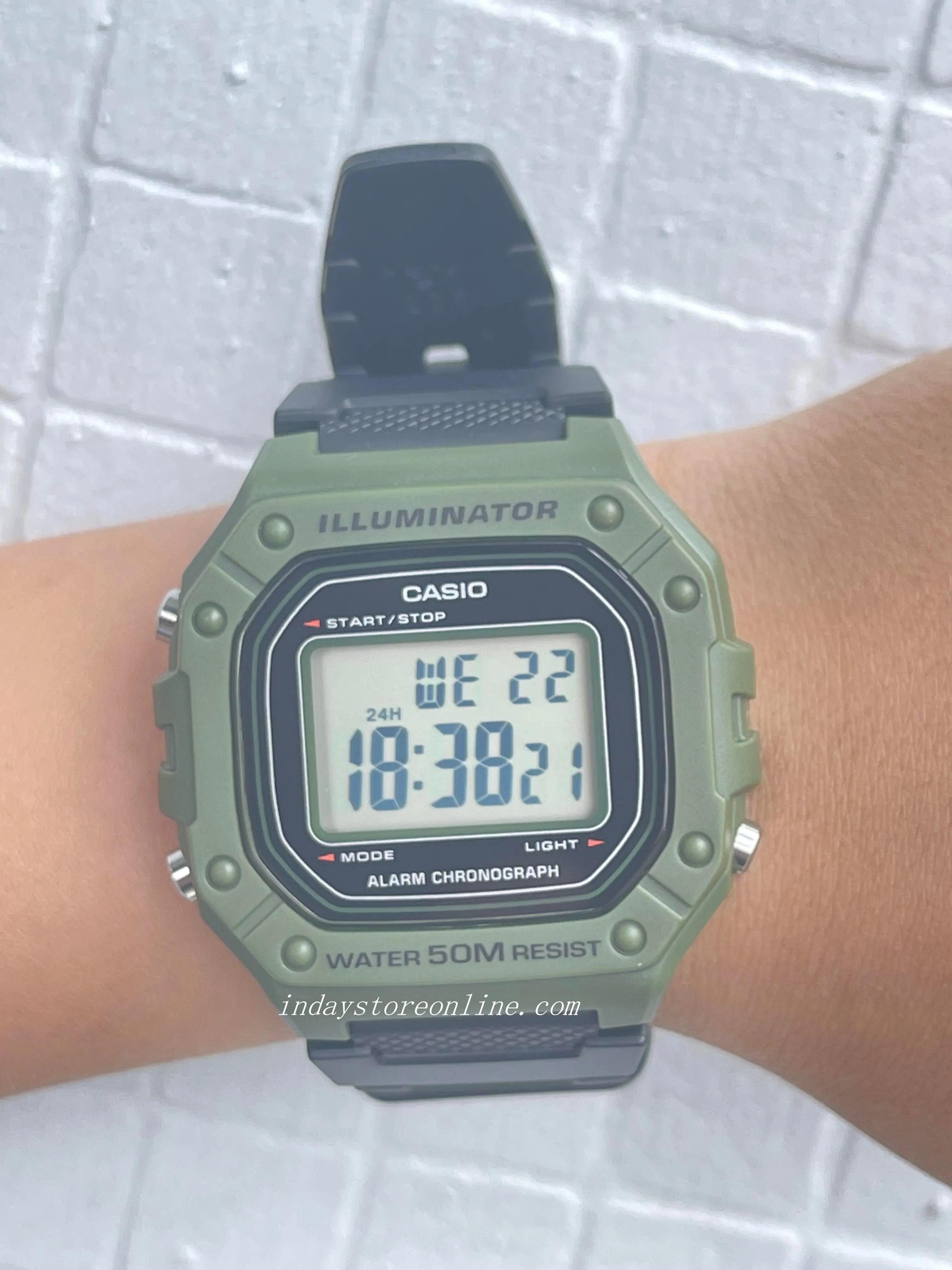 Casio Digital Men's Watch W-218H-3A Green/Black Color Sporty Design Resin Strap