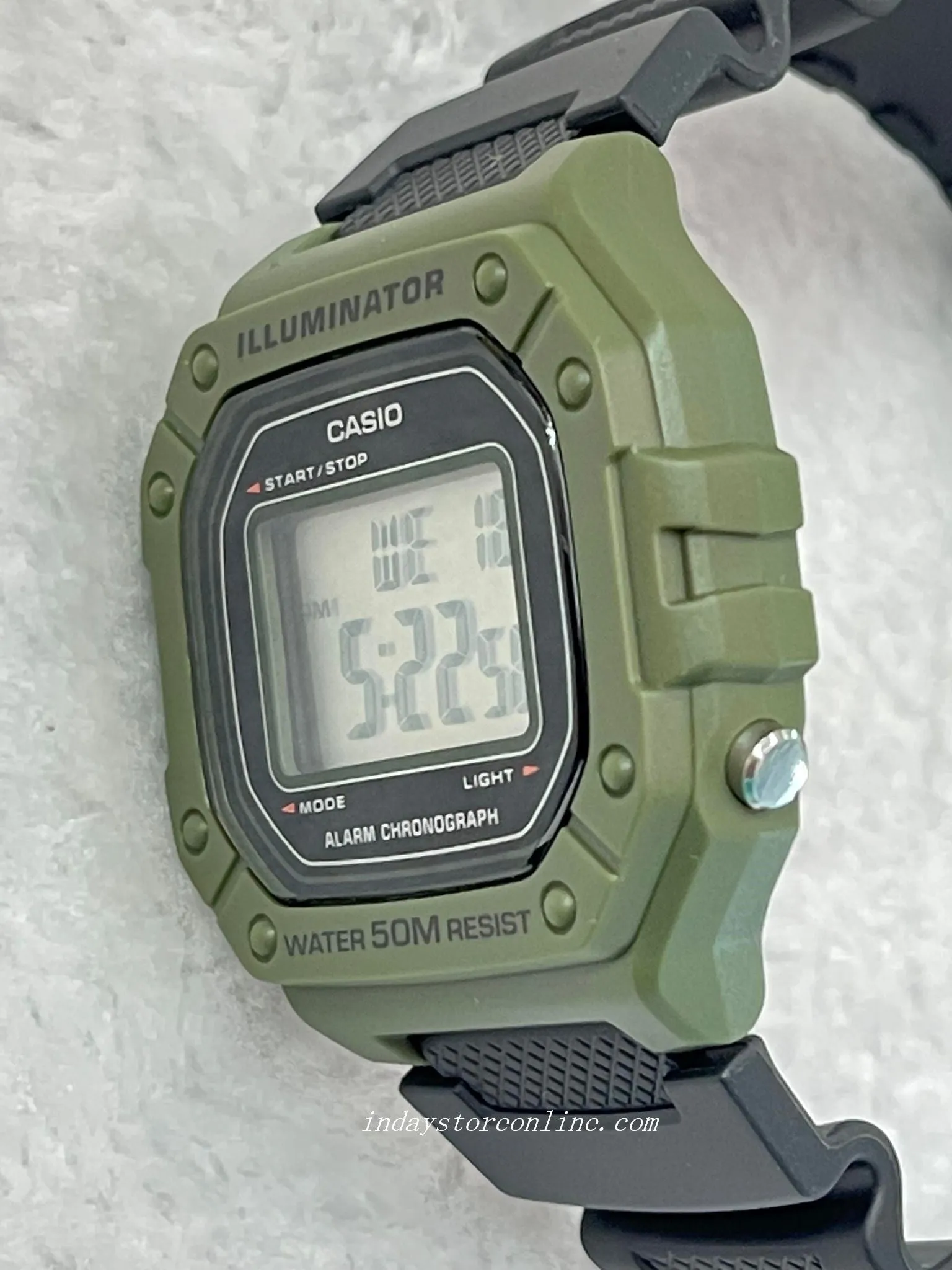 Casio Digital Men's Watch W-218H-3A Green/Black Color Sporty Design Resin Strap