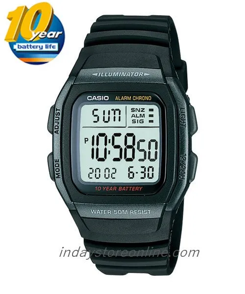 Casio Digital Unisex Watch W-96H-1B Digital Resin Band Resin Glass Battery Life: 10 Years