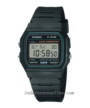 Casio Digital Women's Watch F-91W-3D Digital Resin Band Resin Glass