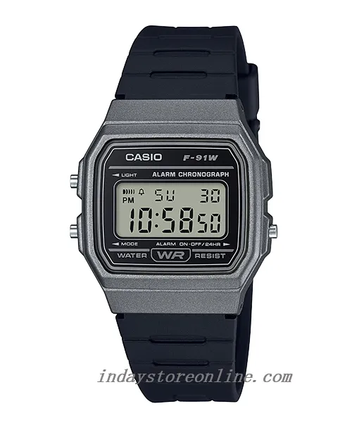 Casio Digital Women's Watch F-91WM-1B Black Color Resin Strap Battery Life 7-Years