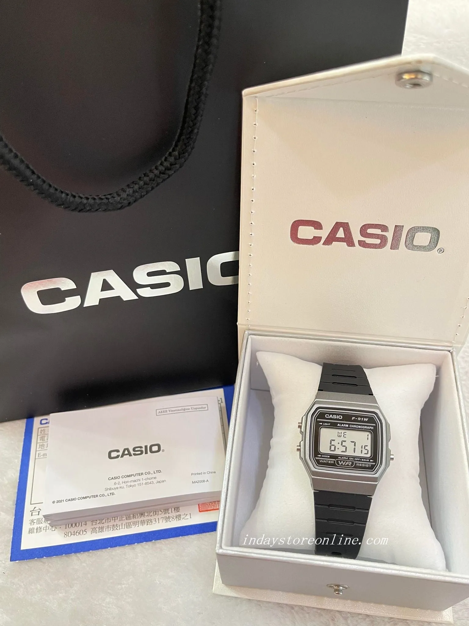 Casio Digital Women's Watch F-91WM-1B Black Color Resin Strap Battery Life 7-Years