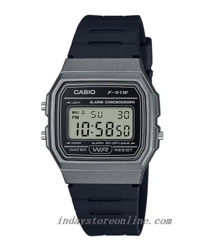 Casio Digital Women's Watch F-91WM-1B Black Color Resin Strap Battery Life 7-Years