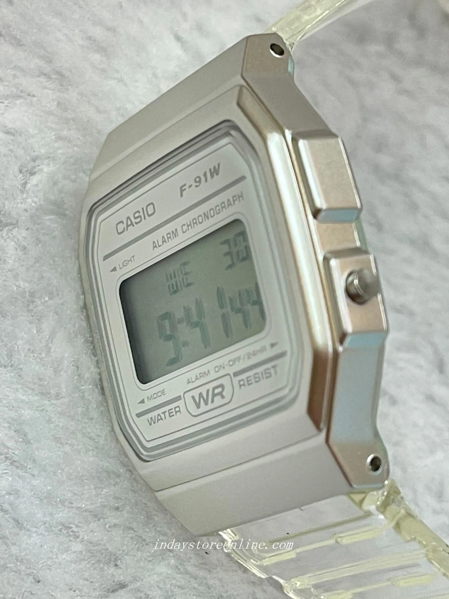 Casio Digital Women's Watch F-91WS-7 Digital Resin Transparent Band Resin Glass Battery Life: 7 Years