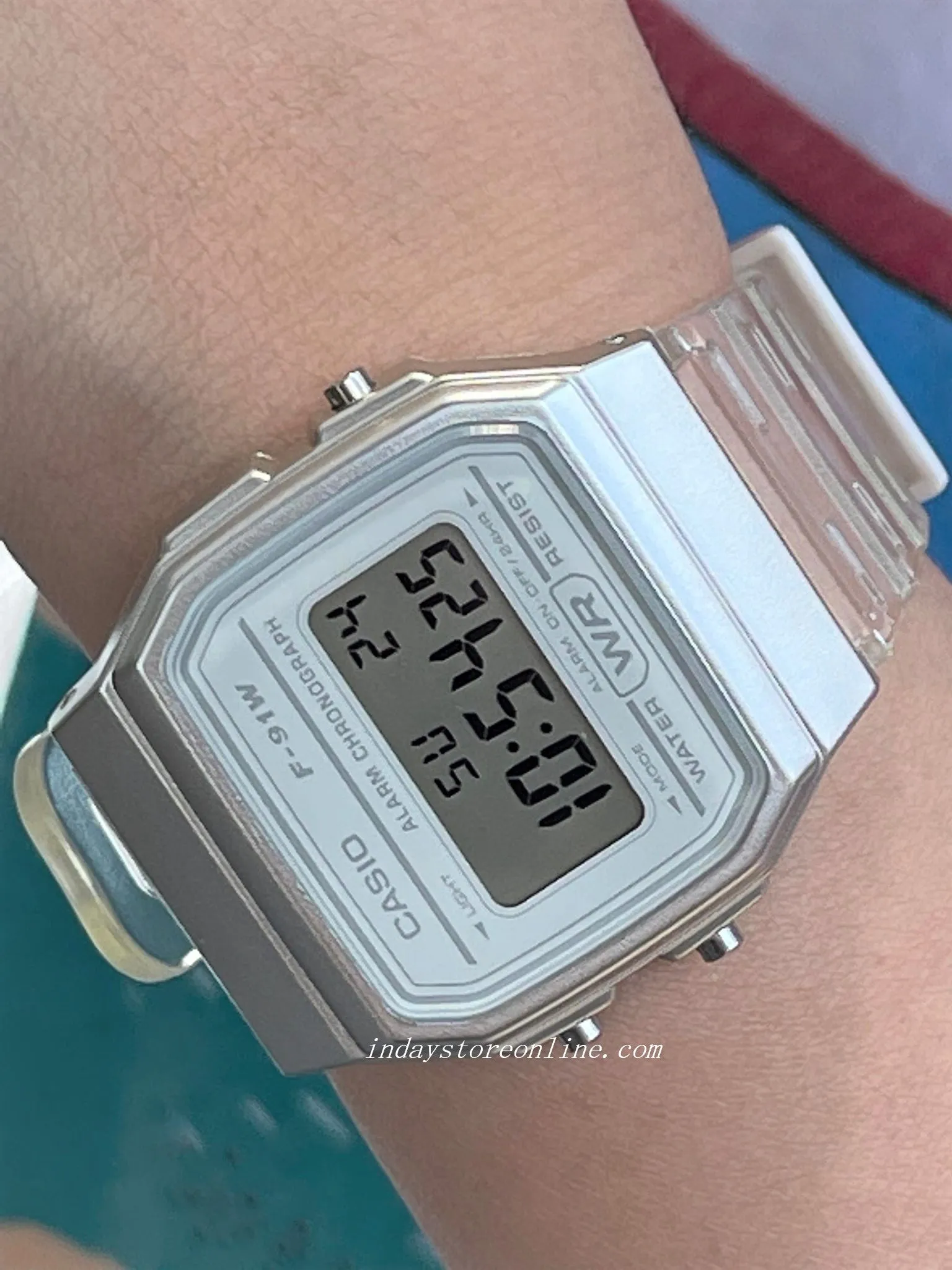 Casio Digital Women's Watch F-91WS-7 Digital Resin Transparent Band Resin Glass Battery Life: 7 Years