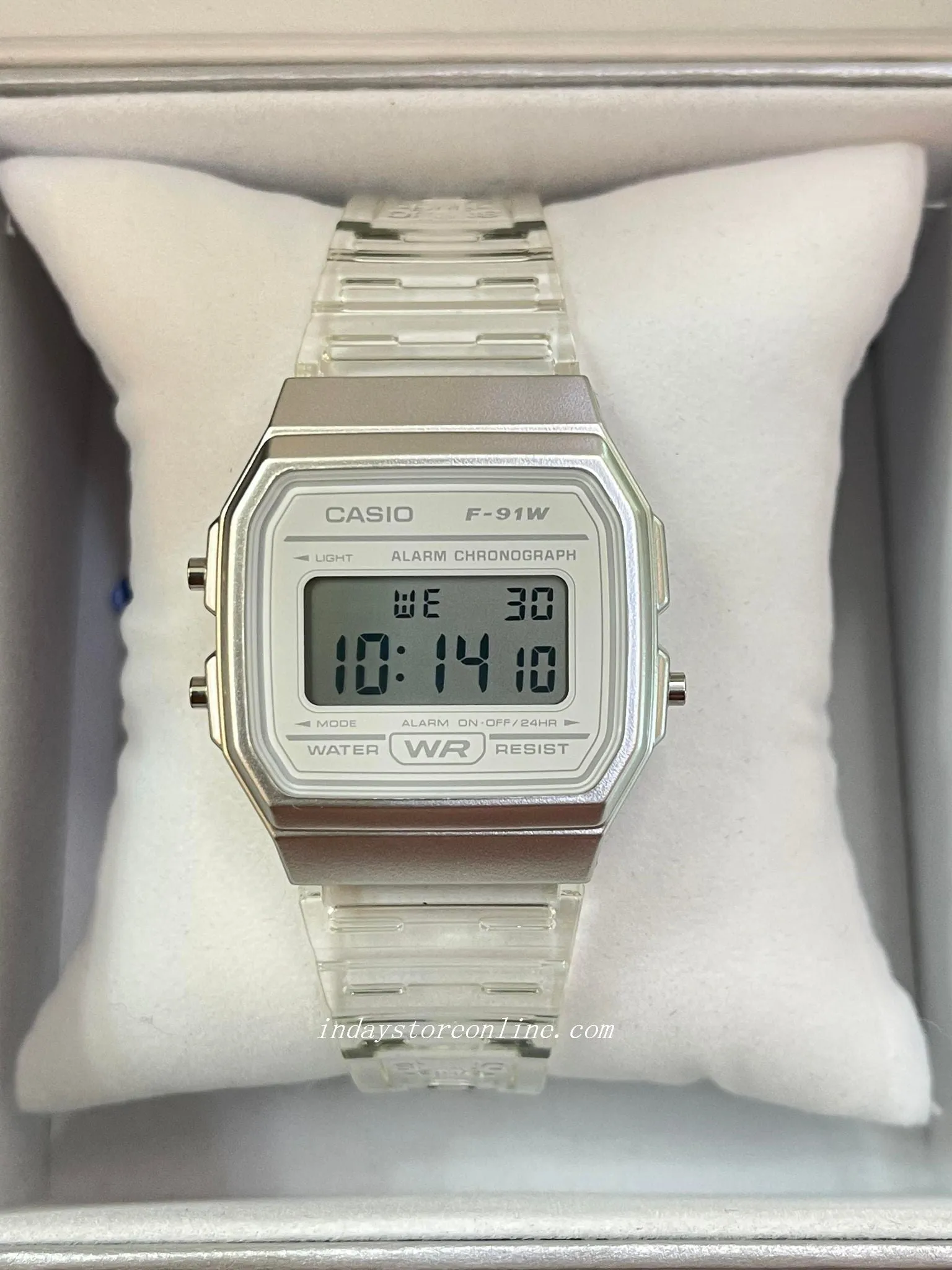 Casio Digital Women's Watch F-91WS-7 Digital Resin Transparent Band Resin Glass Battery Life: 7 Years