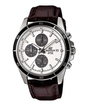 Casio Edifice EFR-526L-7A Men Chronograph Watch Brown Genuine Leather Strap