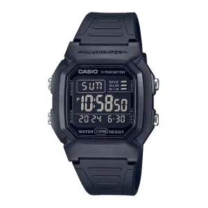 Casio W800H-1BV Classic Digital Watch with Blackout Dial, Dual Time and 5 Alarms