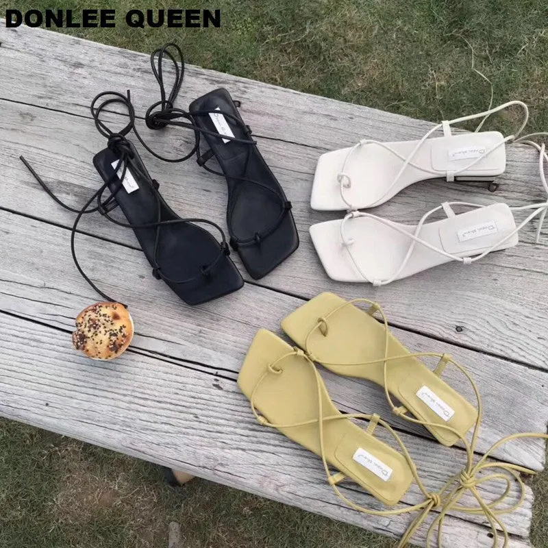 Casual Lace-Up Low Heel Back Strap Sandal