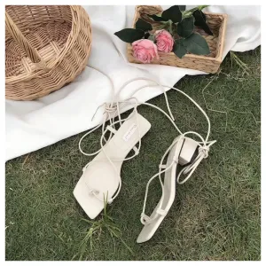 Casual Lace-Up Low Heel Back Strap Sandal