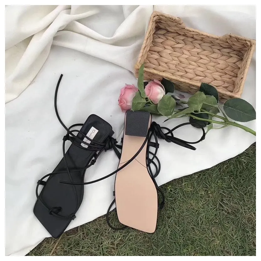 Casual Lace-Up Low Heel Back Strap Sandal