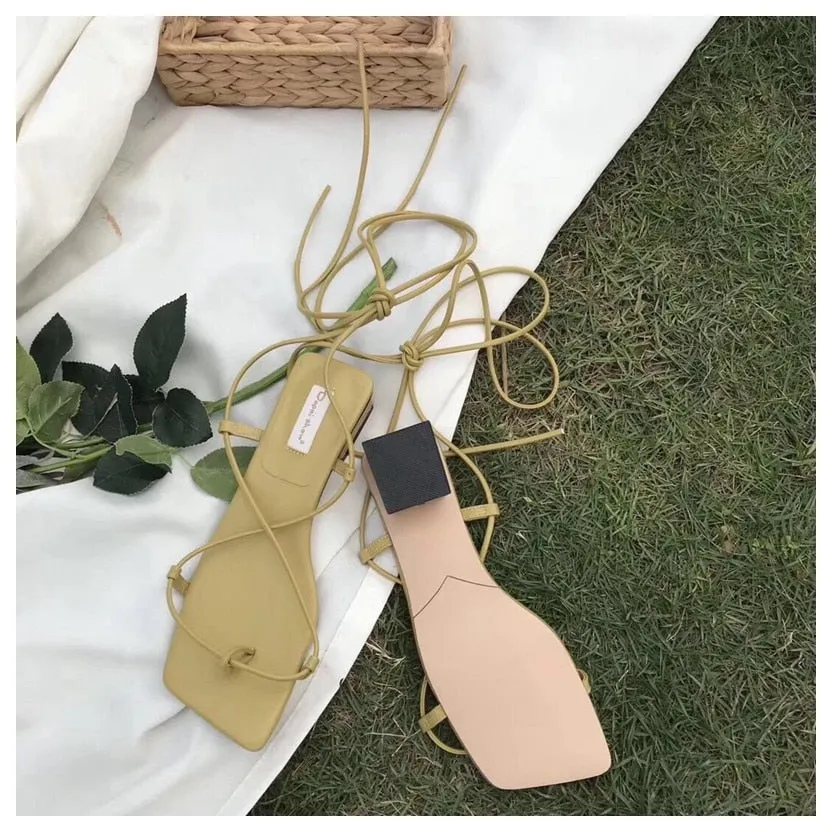 Casual Lace-Up Low Heel Back Strap Sandal