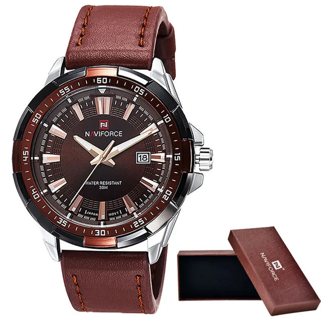 Casual Sport Watches Waterproof Leather Quartz Relogio Masculino