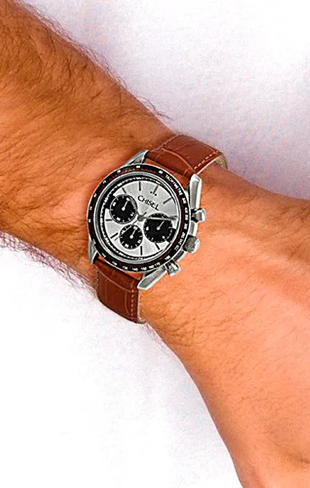 Chisel Pilot's and Racing Chronograph, 24 Hour Chrono, Tachymeter, Leather Strap TPW104
