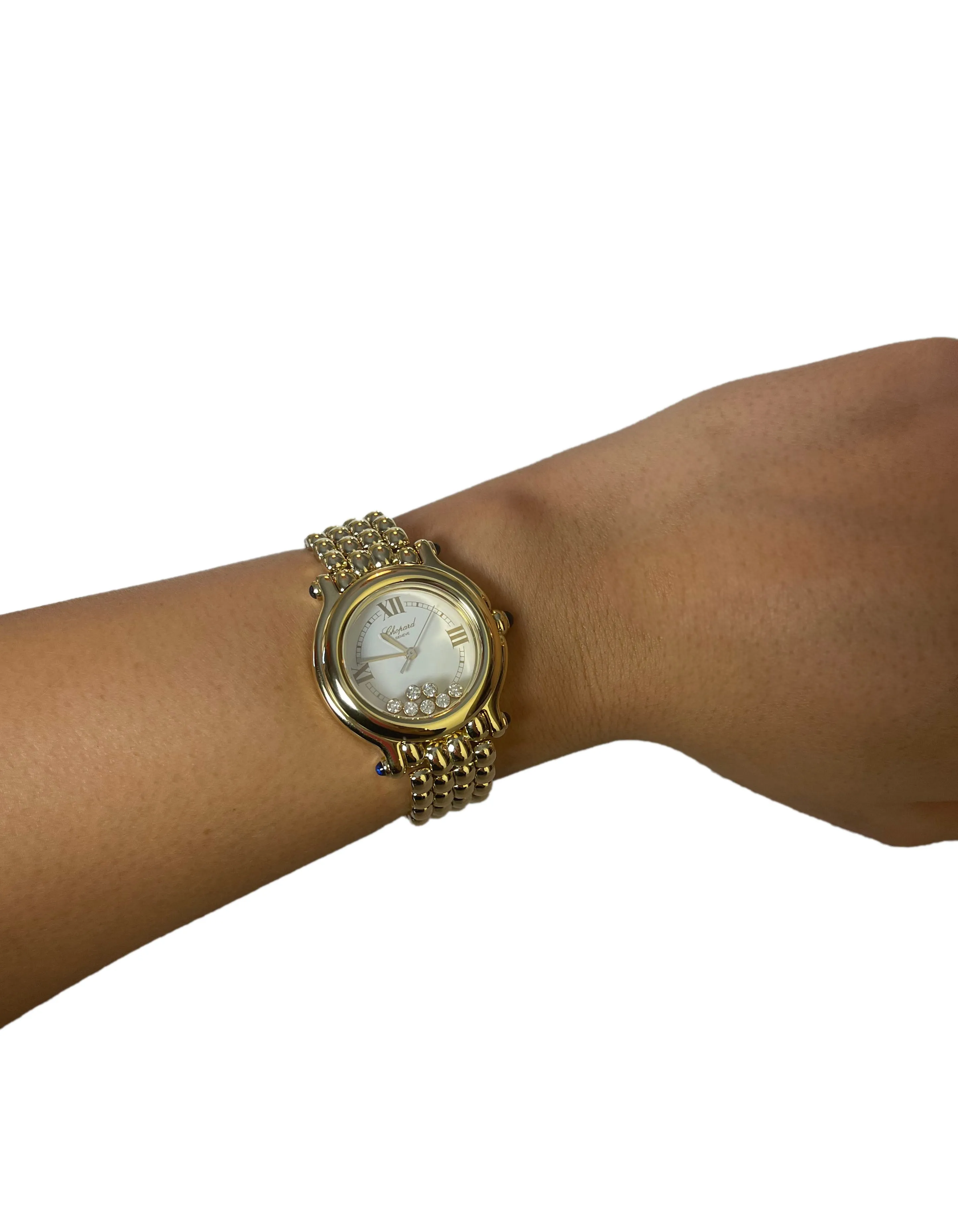 Chopard 18k Gold 32mm Happy Sport Watch w/ 7 Diamonds