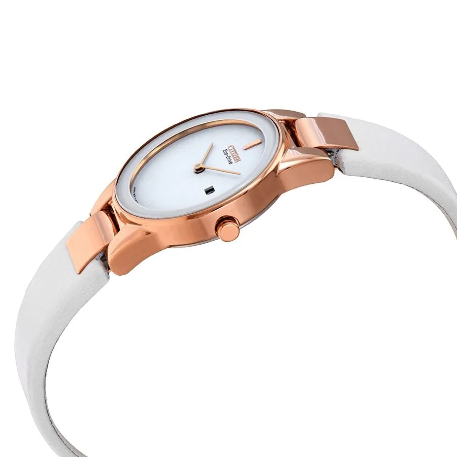Citizen Axiom White Dial White Leather Ladies Watch GA1053-01A