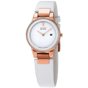 Citizen Axiom White Dial White Leather Ladies Watch GA1053-01A