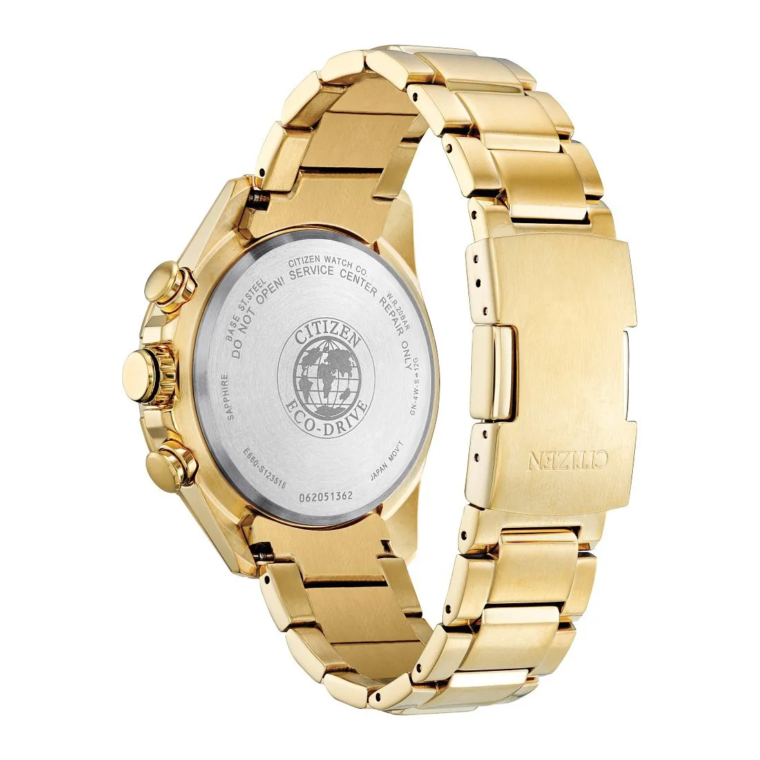 Citizen Perpetual Chrono A-T Mens Eco Drive Gold Tone Black Dial Watch