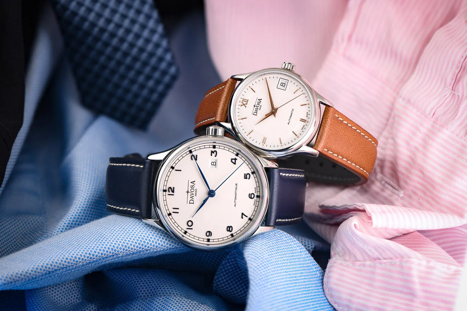 Classic Automatic Swiss-Made White Rose Gold Executive Watch 16145632V with Vegan leather AppleSkin strap