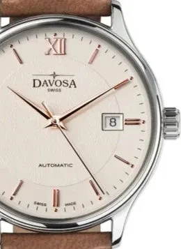 Classic Automatic Swiss-Made White Rose Gold Executive Watch 16145632V with Vegan leather AppleSkin strap