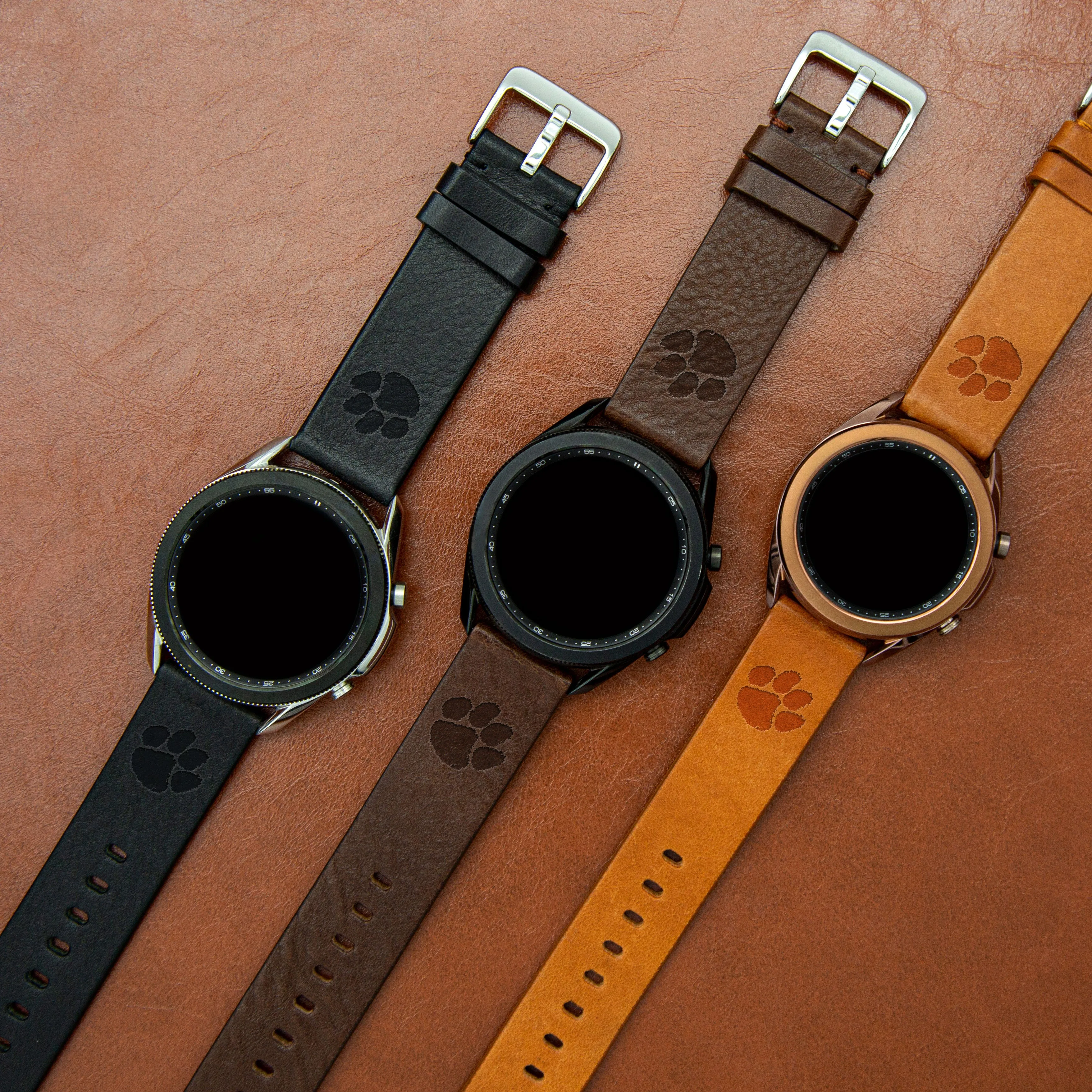 Clemson Tigers Premium Leather Samsung Galaxy Watch Band