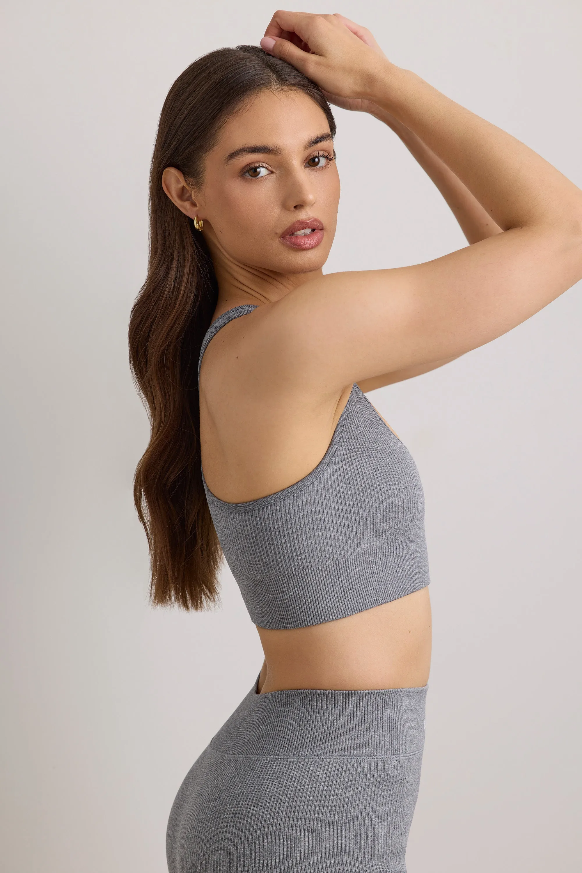 Concentrate - FlexiRib Wide Strap Sports Bra in Grey Melange