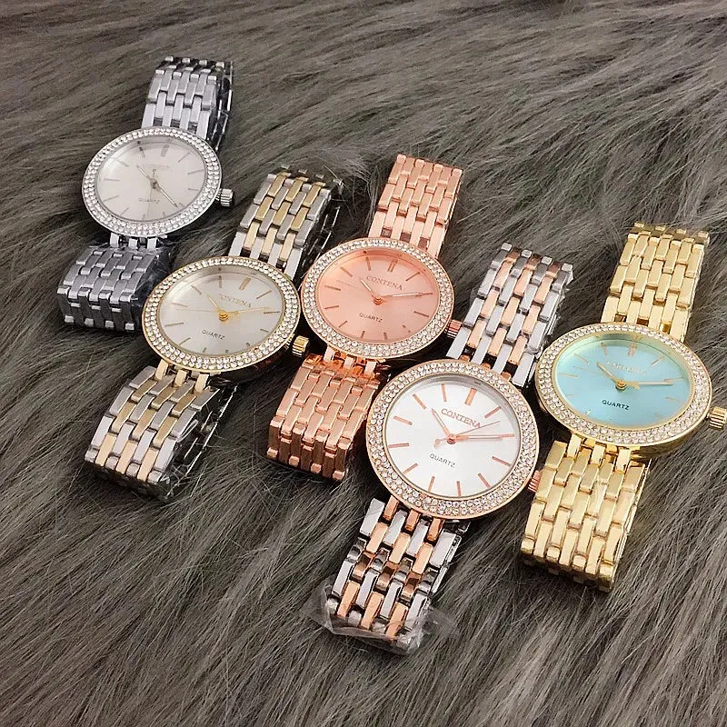 CONTENA Luxury Silver Rhinestone Watch