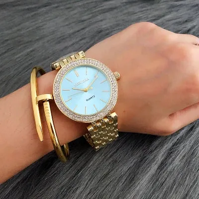 CONTENA Luxury Silver Rhinestone Watch