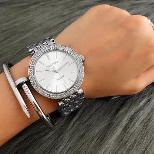 CONTENA Luxury Silver Rhinestone Watch