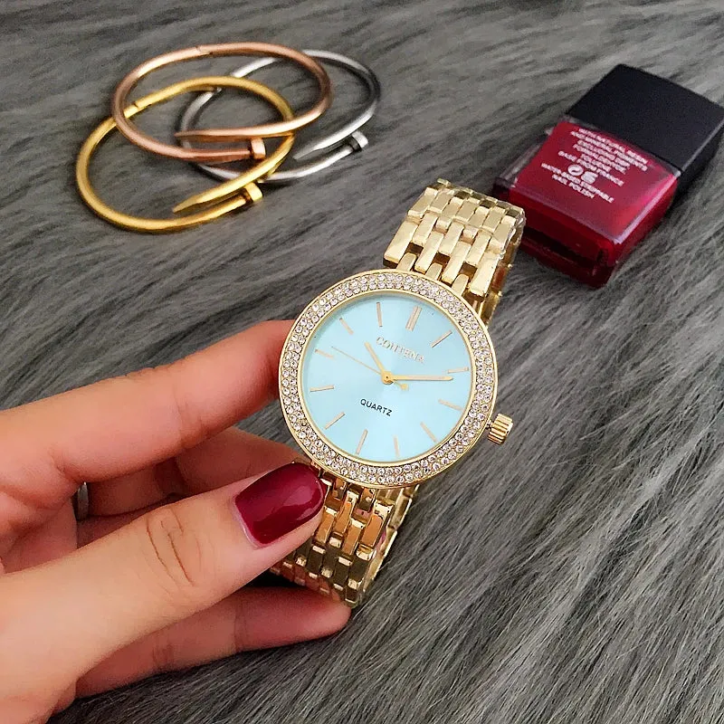 CONTENA Luxury Silver Rhinestone Watch
