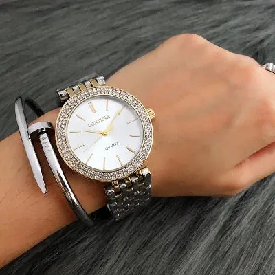 CONTENA Luxury Silver Rhinestone Watch