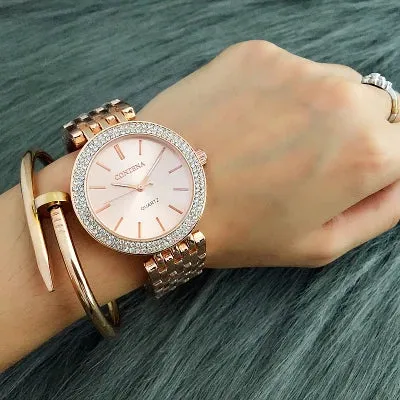 CONTENA Luxury Silver Rhinestone Watch