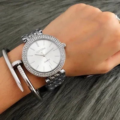 CONTENA Luxury Silver Rhinestone Watch