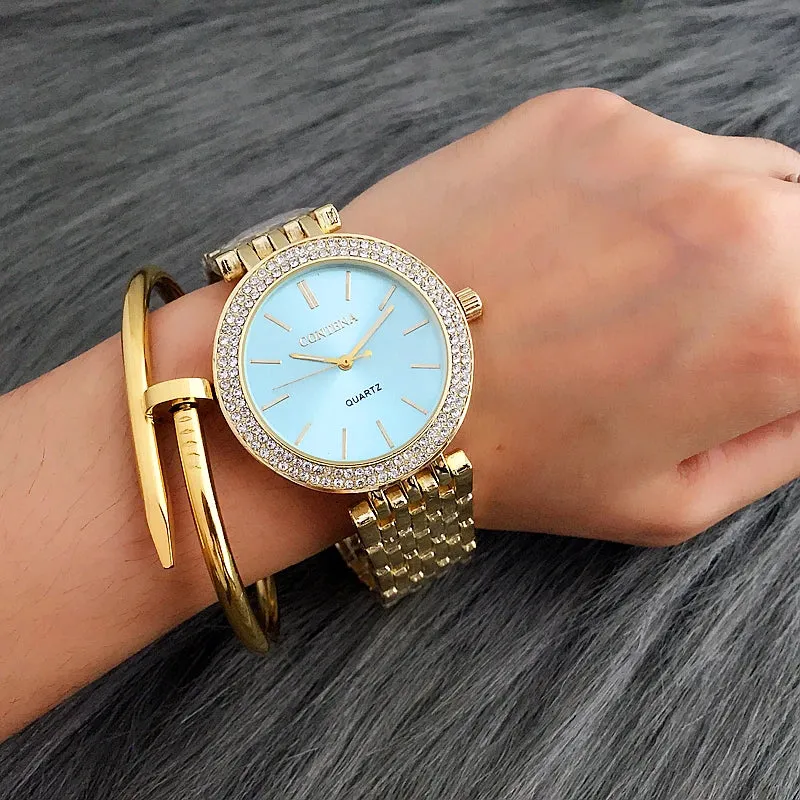 CONTENA Luxury Silver Rhinestone Watch