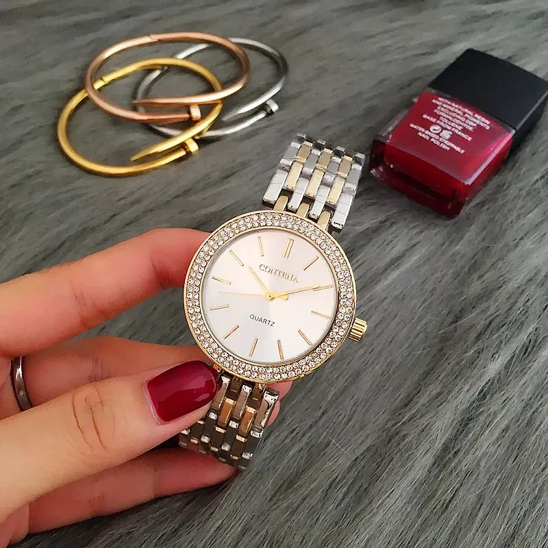 CONTENA Luxury Silver Rhinestone Watch