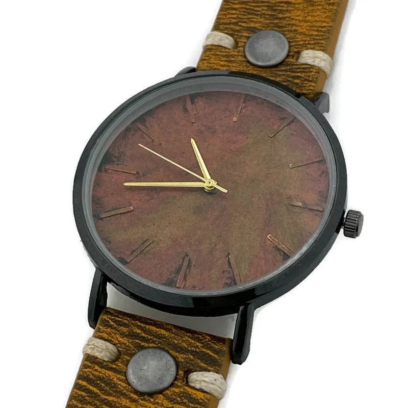 Copper Dial Watch with Leather Band