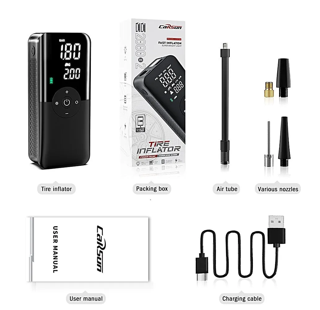 Cordless Portable Electric Tire Inflator for Car, Motocycle, Bicycle, Ball