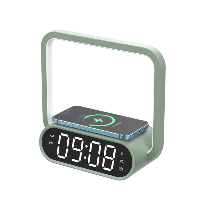 Crony F10 Wireless Charging Desk Lamp with Alarm Clock Touch Desk dimmable LED digital alarm clock light for Home Office