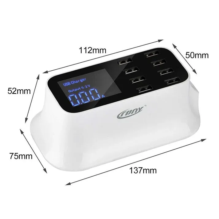 Crony YC-CDA19 8-Port USB Charger Adapter Desktop Wall Charger Smart LED Display